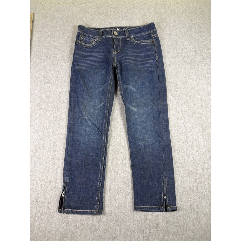 Aeropostale Jeans Girls Size 3/4 Blue Dark Wash Ankle Zipper Straight Leg